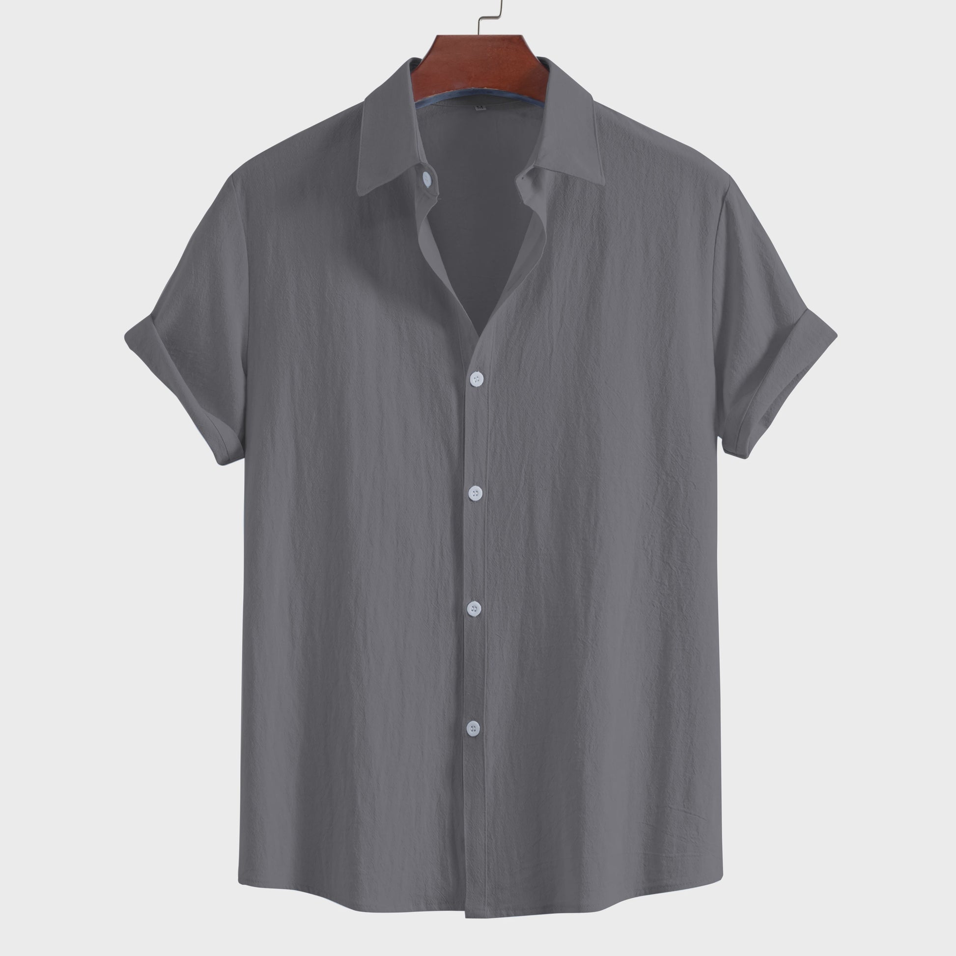 Comfortabel Heren Overhemd met Korte Mouw en Kraag - Zomerse Casual Stijl van Puur Katoen