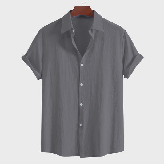 Comfortabel Heren Overhemd met Korte Mouw en Kraag - Zomerse Casual Stijl van Puur Katoen