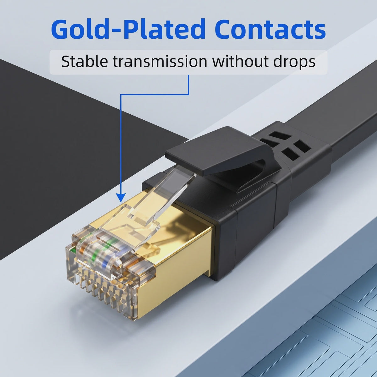 Cat 8 Ethernet Kabel 40Gbps Hoge Snelheid Platte Netwerkkabel met Vergulde RJ45