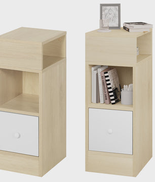 Compact Nachtkastje met 2 Open Vakken en 1 Lade - Slimme Opbergkast voor Slaapkamer