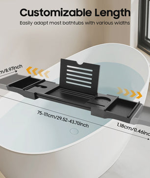Verstelbare Badkuip Tray met Wijnglas & Tablet Houder - Luxe Bad Accessoire Organizer