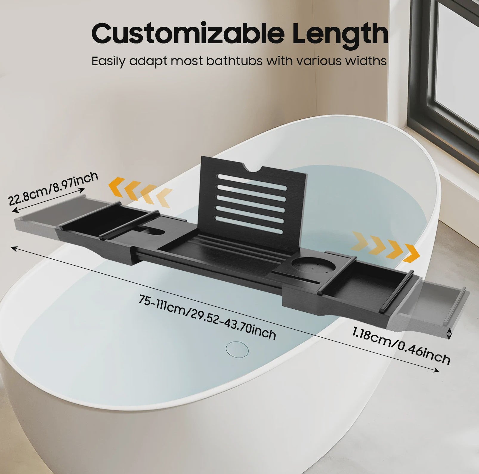 Verstelbare Badkuip Tray met Wijnglas & Tablet Houder - Luxe Bad Accessoire Organizer
