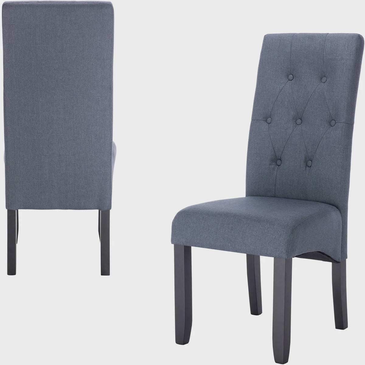 Set van 2 eetkamerstoelen met hoge rugleuning en comfortabele zitting - Massief Hout
