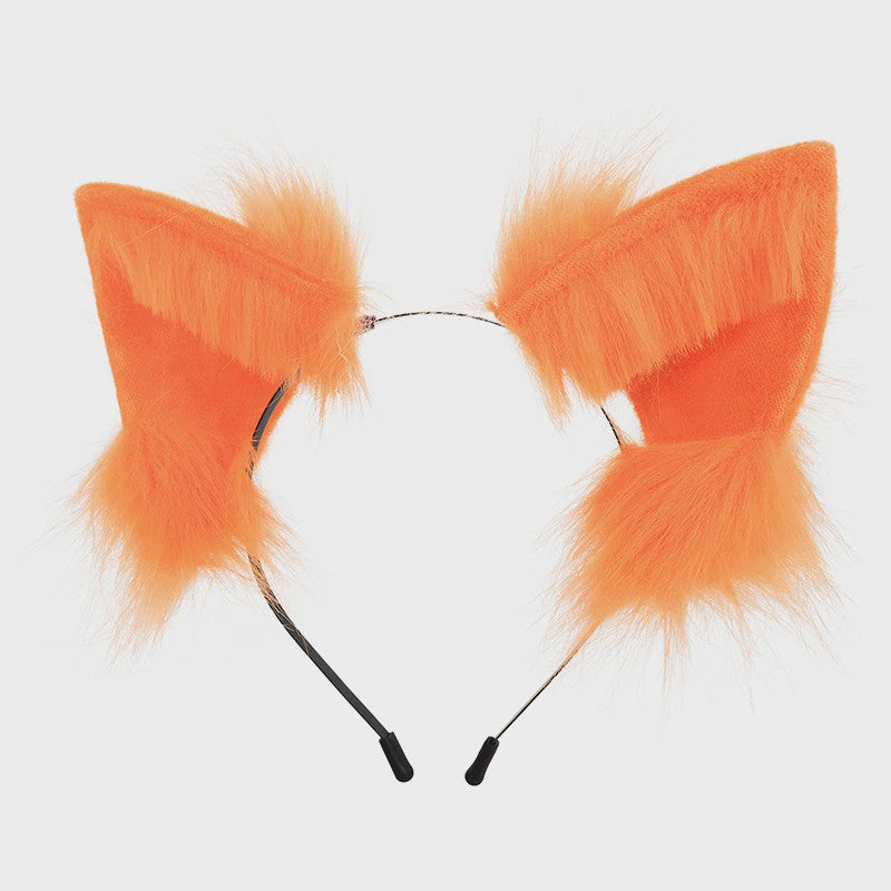 Handgemaakte Wolfsoren Haarband - Verstelbaar & Zacht voor Cosplay, Halloween & Feesten