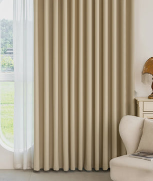 Moderne Dikke Chenille Blackout Gordijn met Golfpatroon - Geluidsisolerend & Zonwerend
