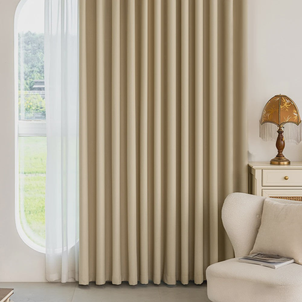 Moderne Dikke Chenille Blackout Gordijn met Golfpatroon - Geluidsisolerend & Zonwerend