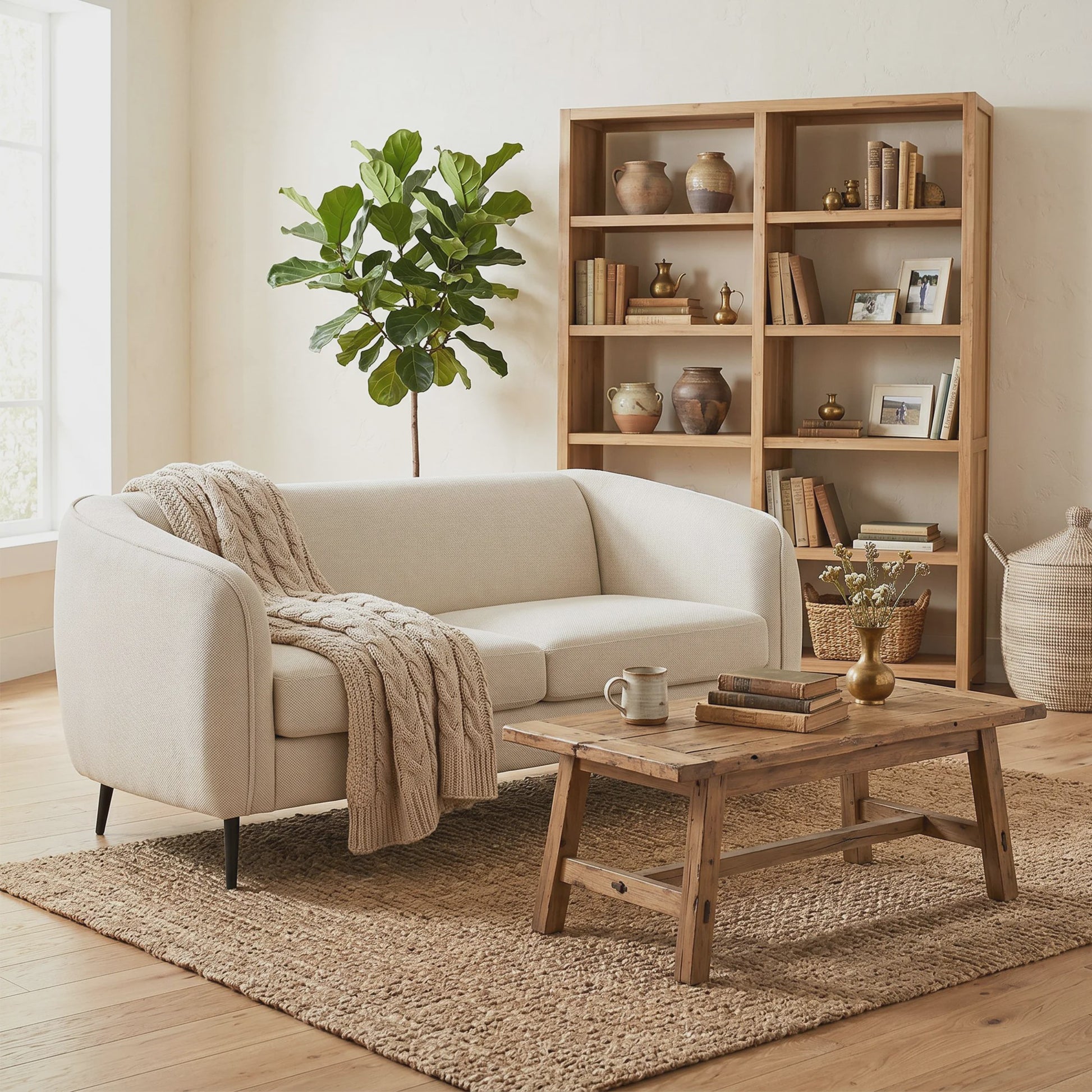 HOMCOM Sofa Velours Beige - Comfortabele 2-zits bank met verende kussens