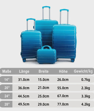 4-delige PC Hard Shell Koffer Set met Gradient Strepen en Cijferslot - Spinner Trolley Bagage
