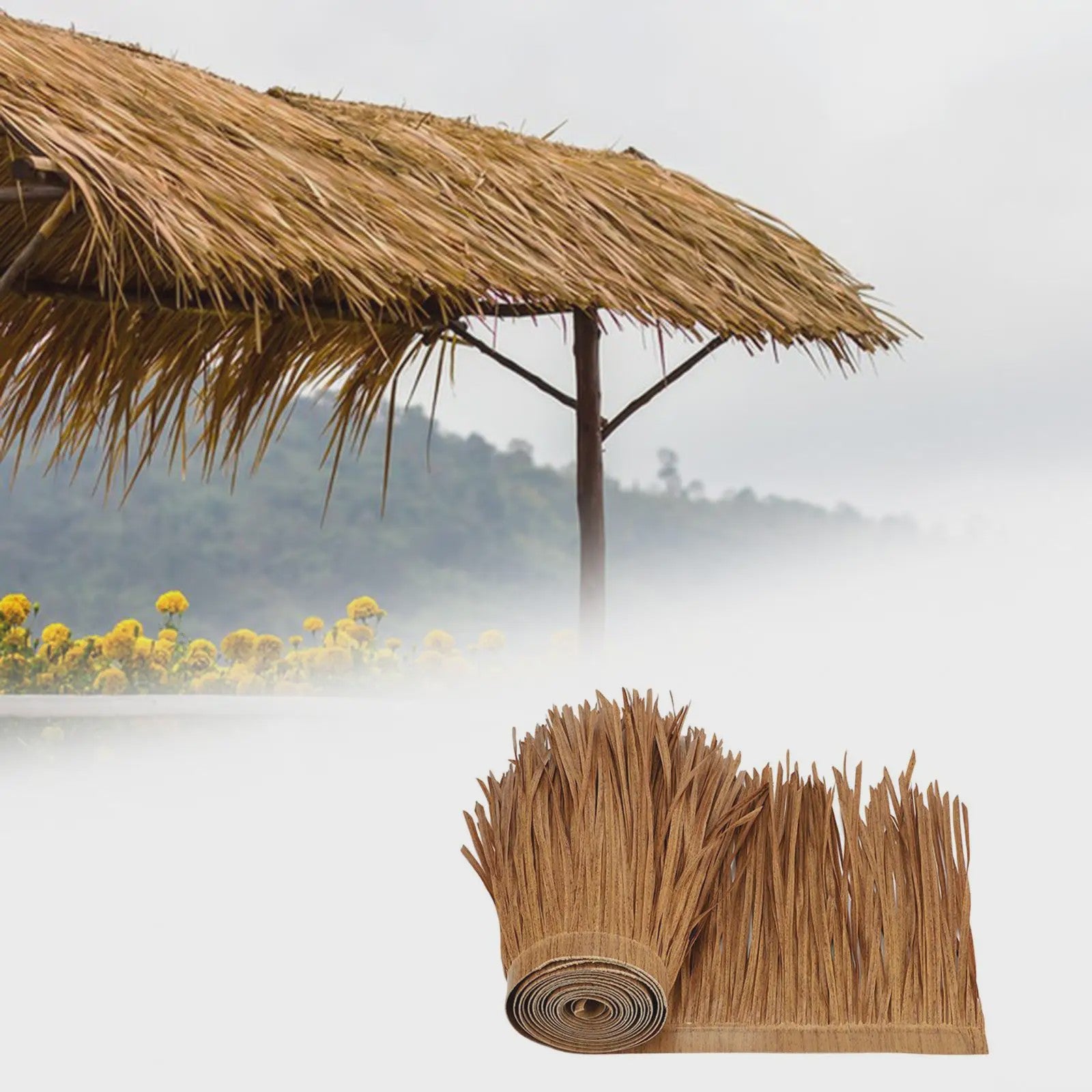 Kunstriet Dakbedekking voor Parasols & Tuinhuisjes - 100x50cm - Natuurlijke Uitstraling