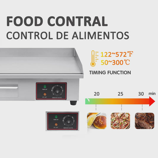 3000W Elektrische Bakplaat - RVS Grillplaat met Lade voor Buiten Koken