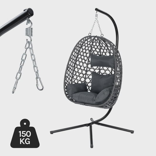 WOLTU Hangstoel met Standaard - 360° Draaibaar, Inclusief Kussens - Max 150 kg