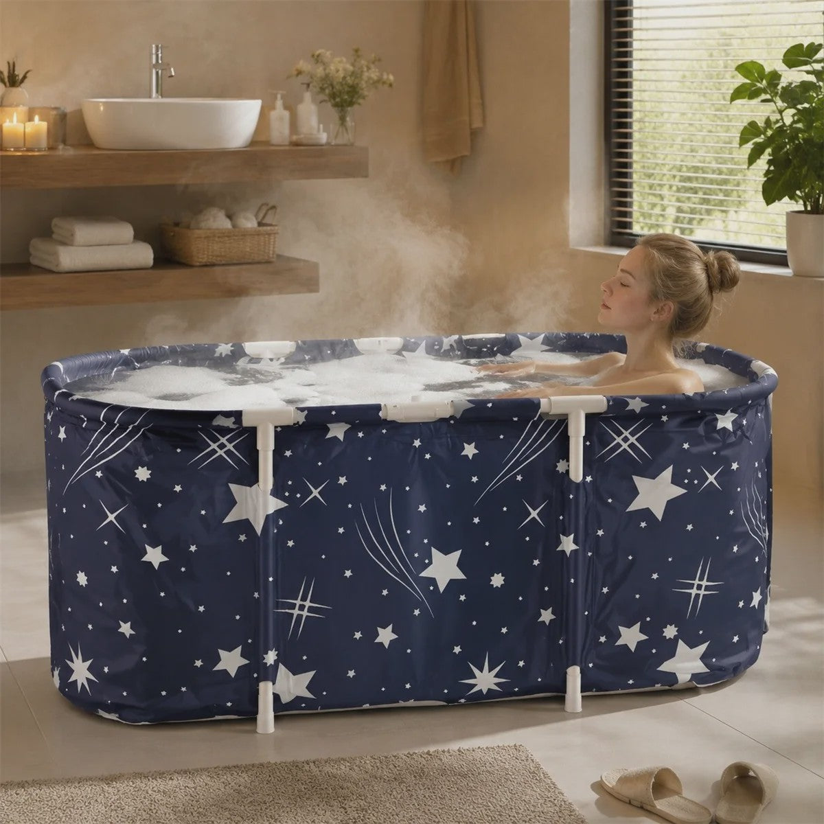 Opvouwbaar Bad voor Volwassenen - Draagbaar Home Spa Bad met Pomp & Kussen - 120cm