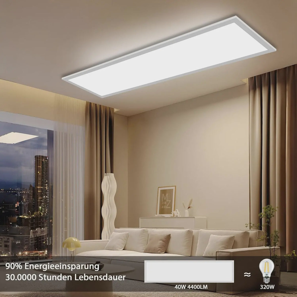Moderne LED Plafondlamp 40W 4400LM 120x30cm Dimbare Paneellamp met Afstandsbediening