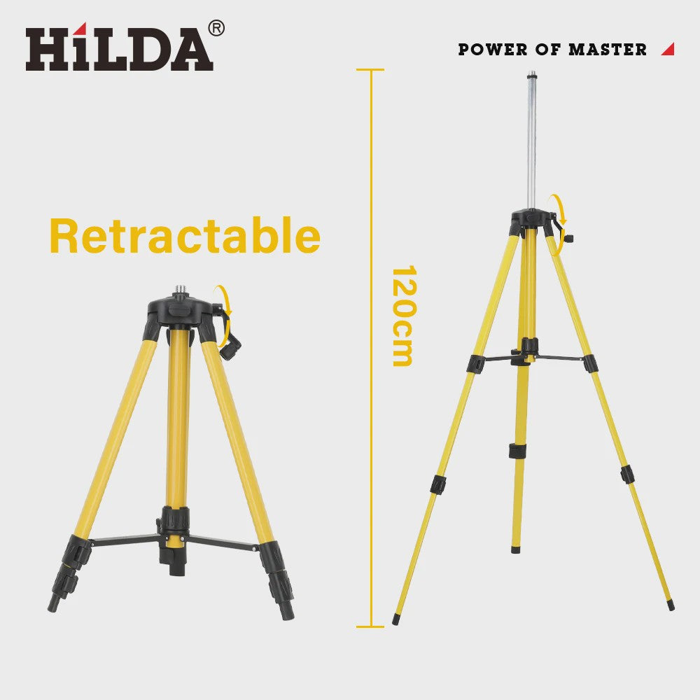 HILDA Laser Waterpas Statief 1.2M/1.5M Verstelbaar Hoogte Ferroalloy Statief met 5/8 Inch Schroefdraad