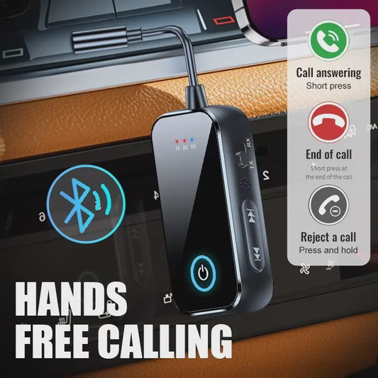 Bluetooth 6.0 Audio Zender & Ontvanger (2-in-1) met Microfoon - Draadloze AUX Adapter voor Auto, TV, PC