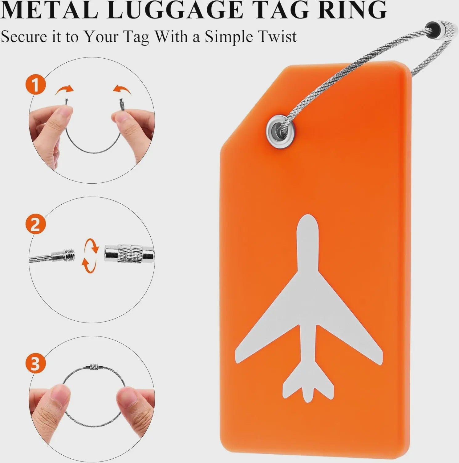 Set van 8 Siliconen Bagagelabels - Kofferlabels met Naam & Adres - Unisex Vliegtuig Reistags