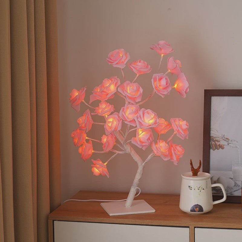 Sfeervolle Rozenboom Tafellamp - Multicolor LED Nachtlampje, USB-Powered Decoratie