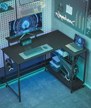 HOMCOM Gaming Hoekbureau met Monitorstandaard en Verstelbare Nettenplank - 114,5x82 cm, Omkeerbaar