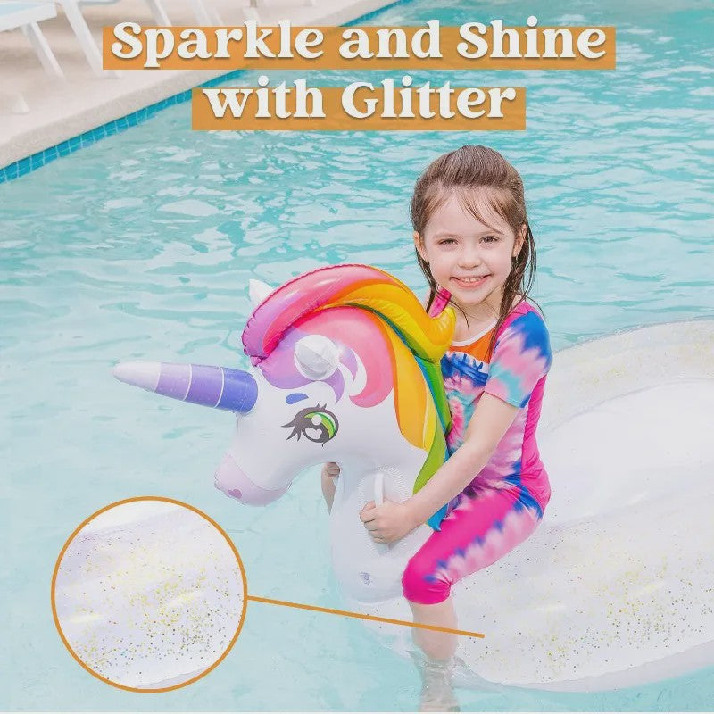 Opblaasbare Eenhoorn Zwemband met Glitters - Leuk voor Kinderen in het Zwembad