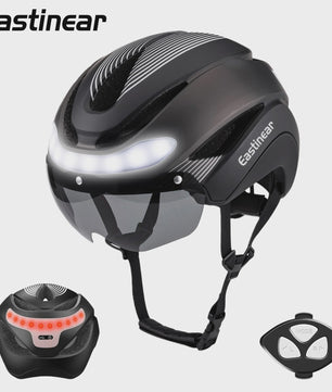 Fietshelm Volwassenen met LED Verlichting, Knipperlichten & Magnetische Vizier