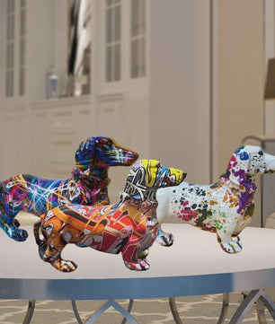 Kleurrijke Franse Bulldog Resin Beeld - Graffiti Decoratie & Huisornament