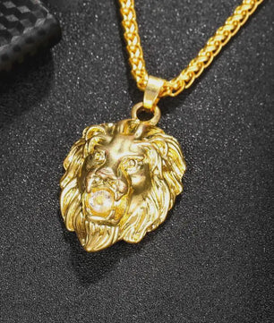 Gouden Leeuwenkop Hanger Ketting voor Mannen - Stijlvolle Hip Hop & Rock Sieraden