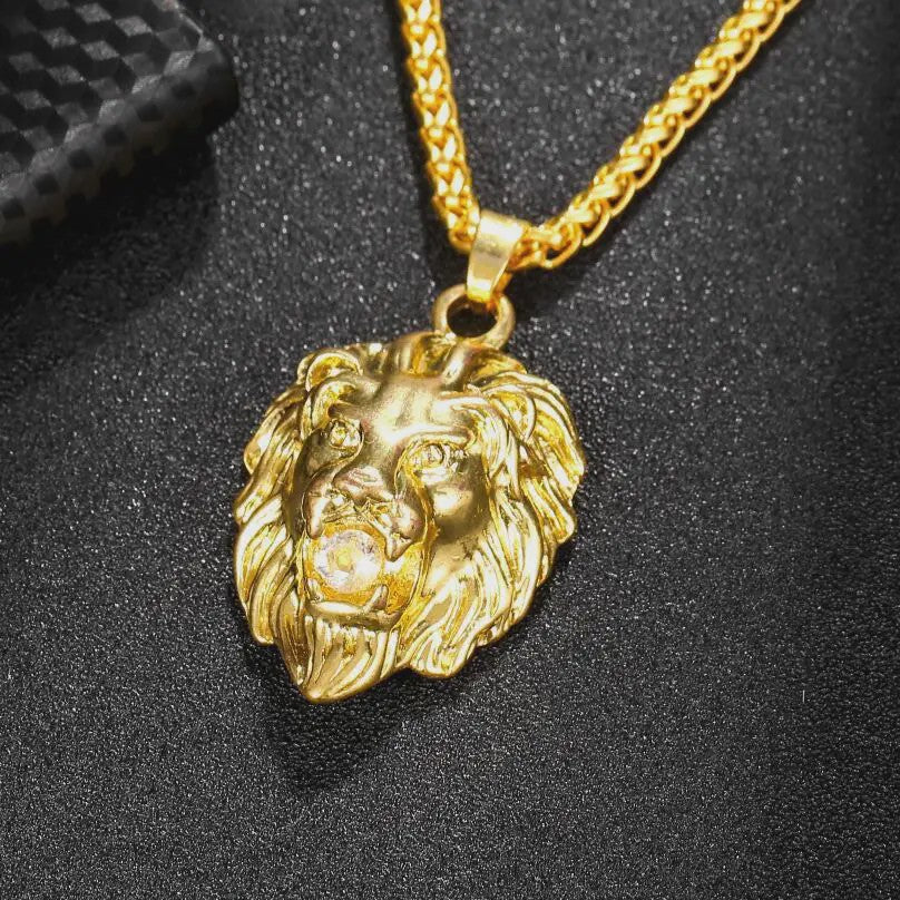 Gouden Leeuwenkop Hanger Ketting voor Mannen - Stijlvolle Hip Hop & Rock Sieraden