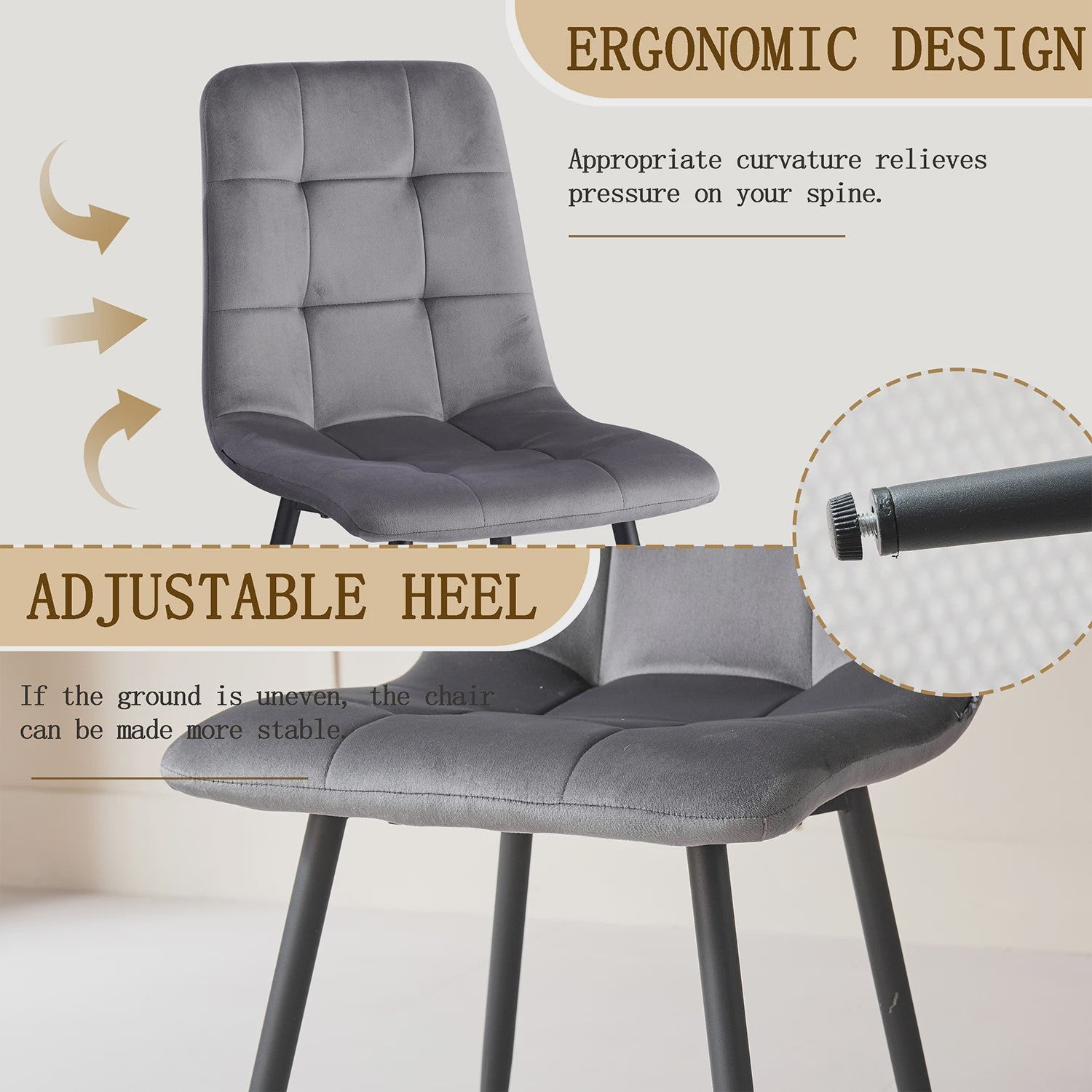 Moderne Velours Eetkamerstoelen (2/4/6 stuks) - Scandinavisch Design met Gevoerde Zitting