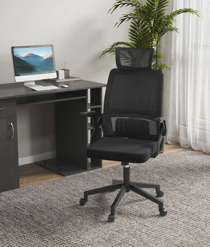 Ergonomische Bureaustoel Zwart - Verstelbaar, Kantelbaar, Mesh Rug & Hoofdsteun