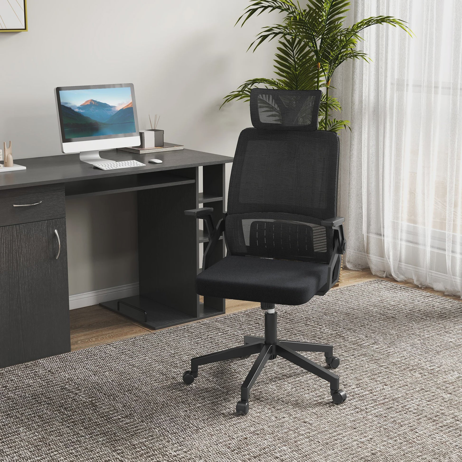 Ergonomische Bureaustoel Zwart - Verstelbaar, Kantelbaar, Mesh Rug & Hoofdsteun