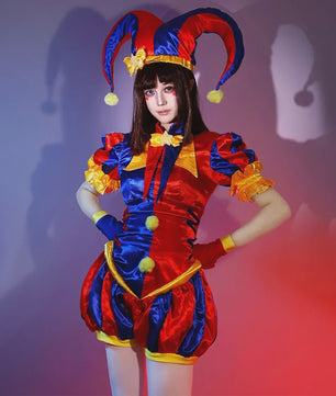 Pomni Cosplay Kostuum - The Amazing Digital Circus Clown Uniform