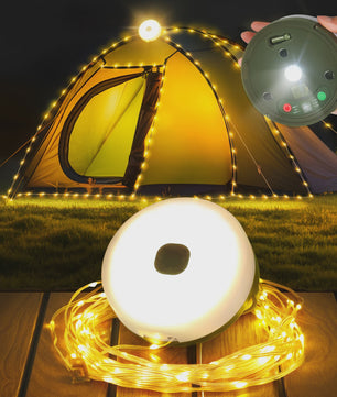 Lureshine 2-in-1 Camping Lamp & Slingerlicht - Oplaadbaar, Waterdicht & Veelzijdig