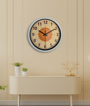 Moderne Stille Wandklok 8-inch met Oranje Patroon - Woonkamer, Keuken Decoratie