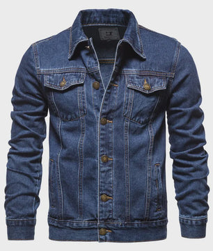 Herfst Denim Jas Heren - Vintage Motor Stijl Slim Fit Katoen Casual Zwart Blauw