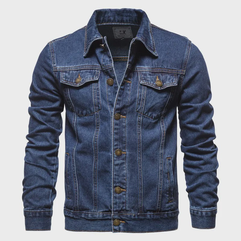 Herfst Denim Jas Heren - Vintage Motor Stijl Slim Fit Katoen Casual Zwart Blauw
