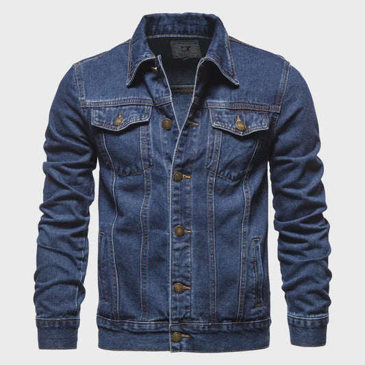 Herfst Denim Jas Heren - Vintage Motor Stijl Slim Fit Katoen Casual Zwart Blauw