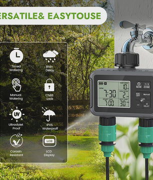 Intelligente Automatische Water Timer met 2 Uitgangen voor Buiten - Programmeerbaar Irrigatiesysteem