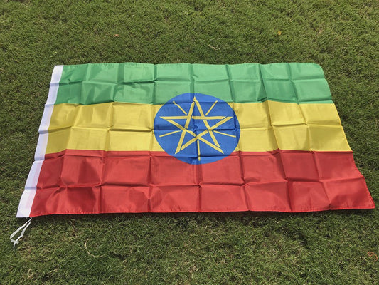 Ethiopië Vlag 90x150cm - Polyester Nationale Vlag voor Binnen en Buiten