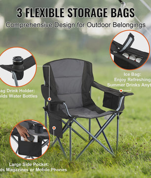 Comfortabele Camping Klapstoel met Armleuningen en Zijvakken - Ideaal voor Strand, Picknick & Tuin