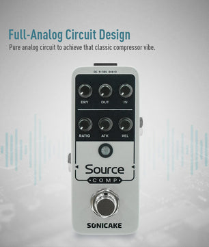 SONICAKE Source Compressor 1176 - Analoge Gitaar Effectpedaal met Studio Kwaliteit en Buffered Bypass