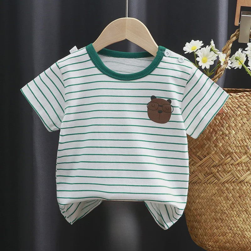 Zomer T-shirt Kinderen Katoen met Vrolijke Cartoon Print - 0-4 Jaar