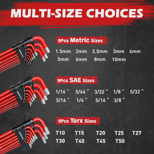 SEDY 30-delige Inbussleutel & Torx Set: Lange Arm, Balhoofd, T-handgreep & Verlengstukken