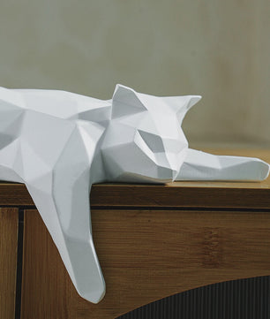 Geometrisch Kat Beeldje - Modern Woondecoratie Figuur voor Huis & Kantoor