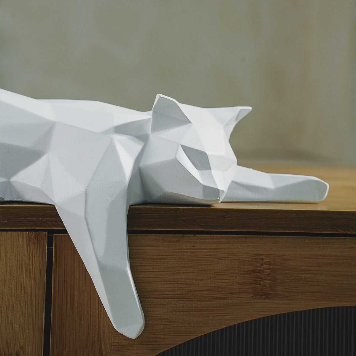 Geometrisch Kat Beeldje - Modern Woondecoratie Figuur voor Huis & Kantoor
