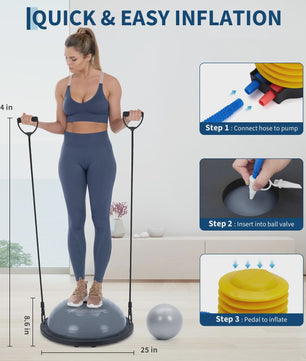 Balance Ball Trainer met Weerstandsbanden en Pomp - Fitness & Stabiliteit