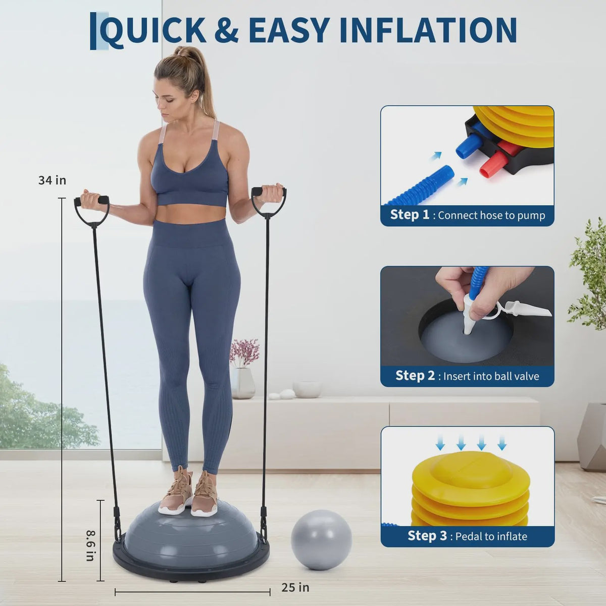 Balance Ball Trainer met Weerstandsbanden en Pomp - Fitness & Stabiliteit