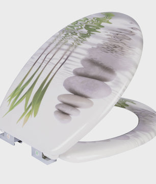 Luxe Toiletzitting met Soft-Close – Universeel, PP Materiaal, Zwart met Gouden Marmerprint