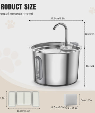 RVS Katten Drinkfontein 2.2L - Vaatwasserbestendig & Stille Pomp