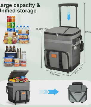 Grote Koeltas 35L met Wielen - Waterdicht & Geïsoleerd voor Picknick, Camping en Reizen