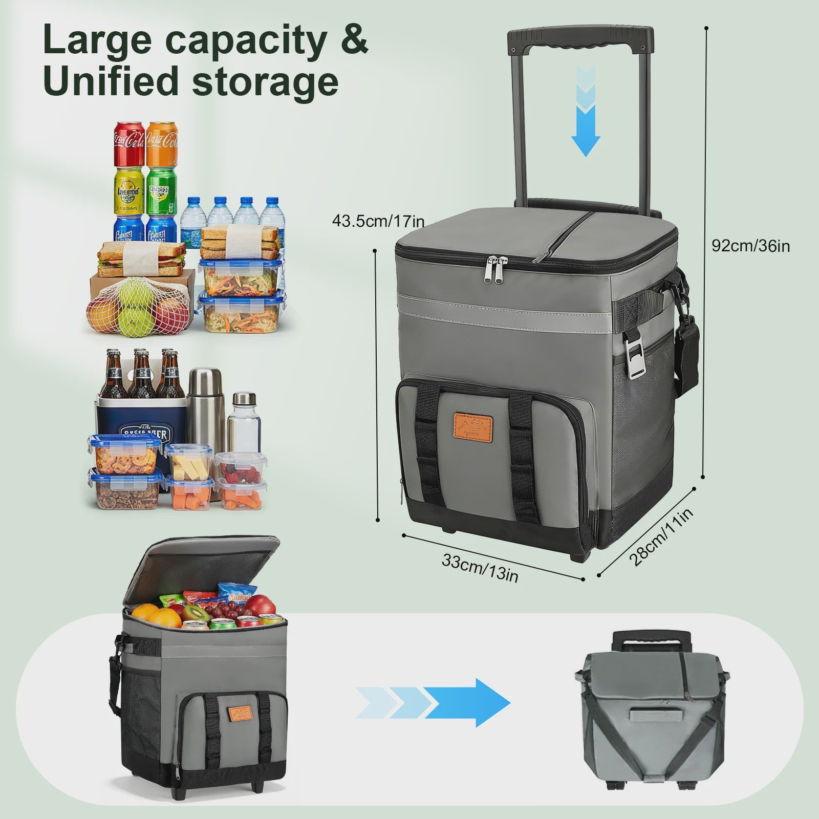 Grote Koeltas 35L met Wielen - Waterdicht & Geïsoleerd voor Picknick, Camping en Reizen